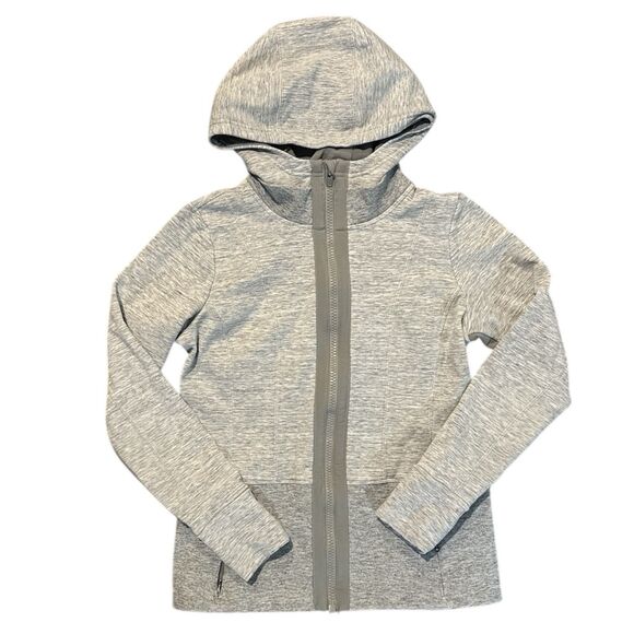 Athleta Hoodie Womens Medium Gray Victory Fitted Full Zip Sweatshirt Performance - Picture 1 of 11